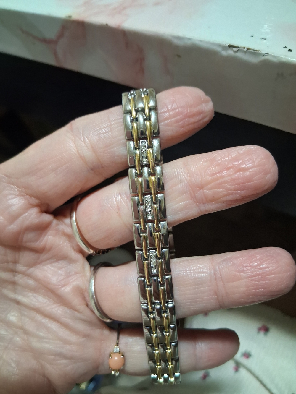 Gold and Silver Two-Tone Bracelet with Sparkling Accents